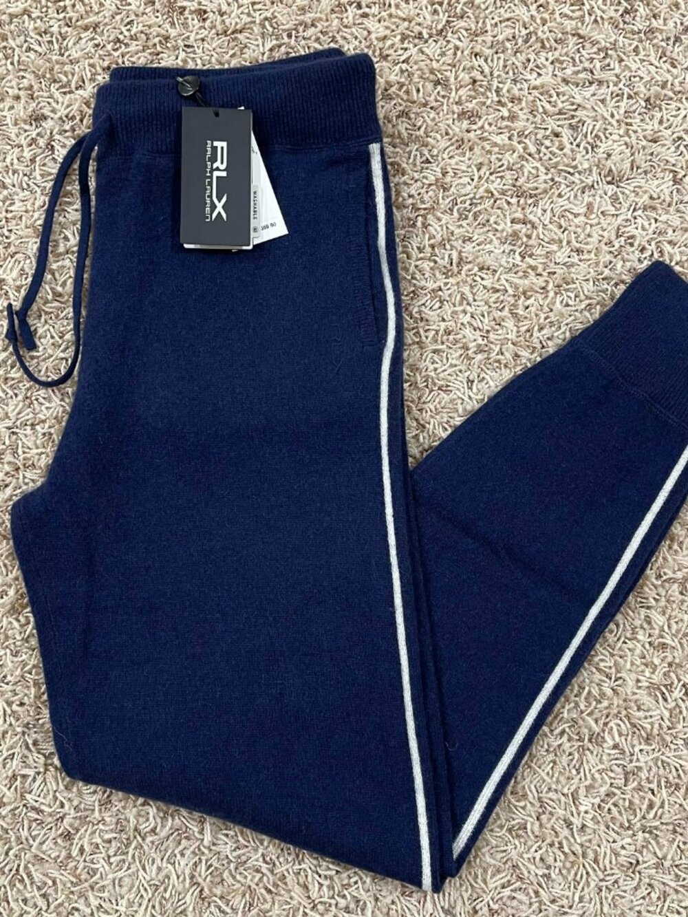RLX Ralph Lauren Women’s 100% Washable Cashmere Joggers Pants Navy Size XS (New)
